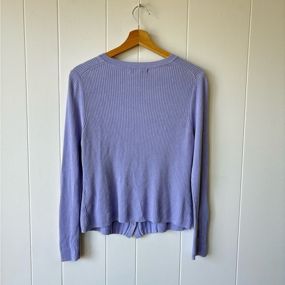 Banana Republic Lilac Ribbed Front-Button Cardigan | Size Medium - Picture 8 of 9